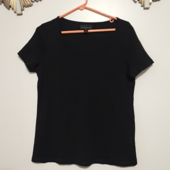 Solid Black Attention Short Sleeves Blouse Size XL 100% Cotton Super Comfy - Picture 8 of 10